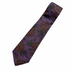 Adams Row Mens Purple Pineapple Print 100% Cotton Necktie USA Classic Tie